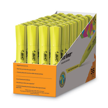 BIC® Brite Liner Tank-style Highlighter Value Pack, Yellow Ink, Chisel Tip, Yellow-black Barrel, 36-pack freeshipping - TVN Wholesale